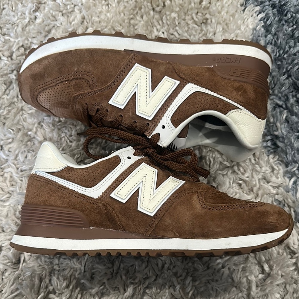 New Balance Brown Suede 574 Sneakers - Picture 7 of 9